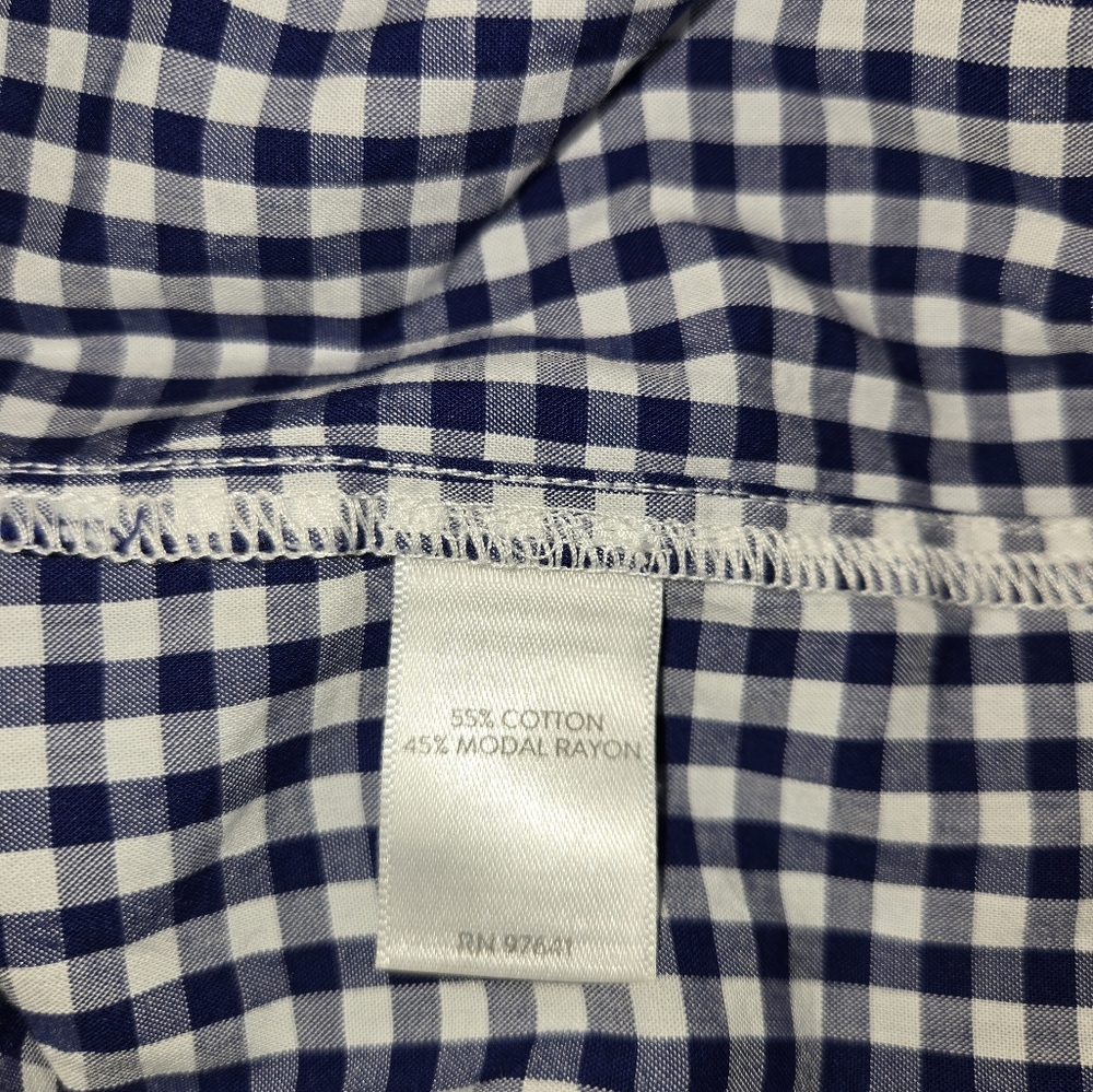 JJill Gingham Blouse. 3/4 Sleeve.  Cotton Blend.  Women's Size Medium - Picture 4 of 7